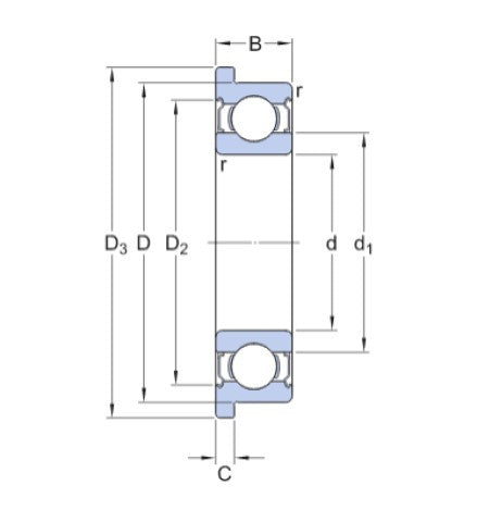 SKF W 638/4 R-2Z (SF684-2Z) cuscinetto a sfera in acciaio inossidabile con flangia