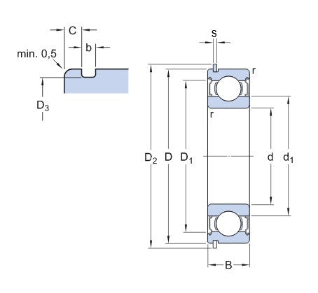 SKF 6207-2ZNR cuscinetto a sfera
