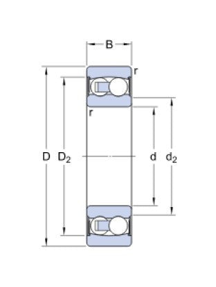 SKF 2208 E-2RS1TN9 cuscinetto a sfere inclinato