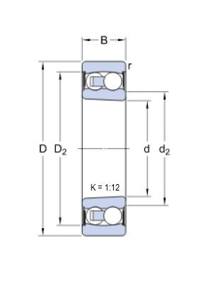 Cuscinetto a sfere inclinabile SKF 2205 E-2RS1KTN9/C3