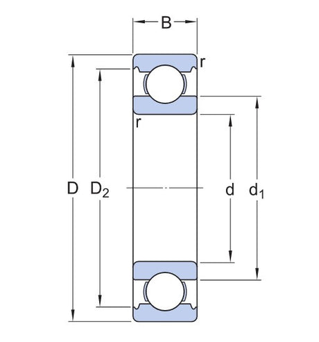 SKF W 6006 cuscinetto a sfera in acciaio inossidabile