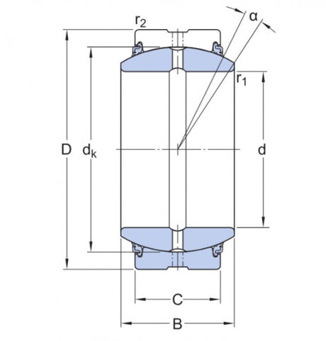 SKF GE 120 TXA-2LS (GE 120-UK-2TS) cuscinetto a snodo senza manutenzione, acciaio/PTFE