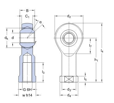 SKF SIKB 12 F testa a snodo, filettatura interna destra, acciaio/PTFE FRP